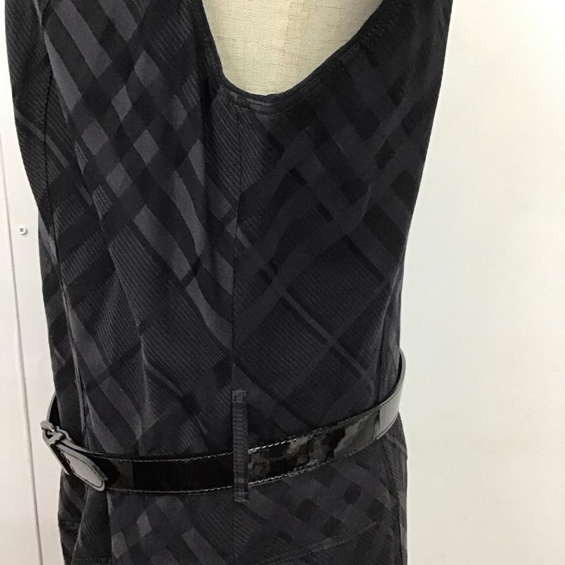 バーバリーロンドン Burberry London ワンピース ひざ丈スカート FMG18-037-28 ノースリーブ ベルト付き 44 チェック 黒 / ブラック /  レディース USED 古着 中古 10112958