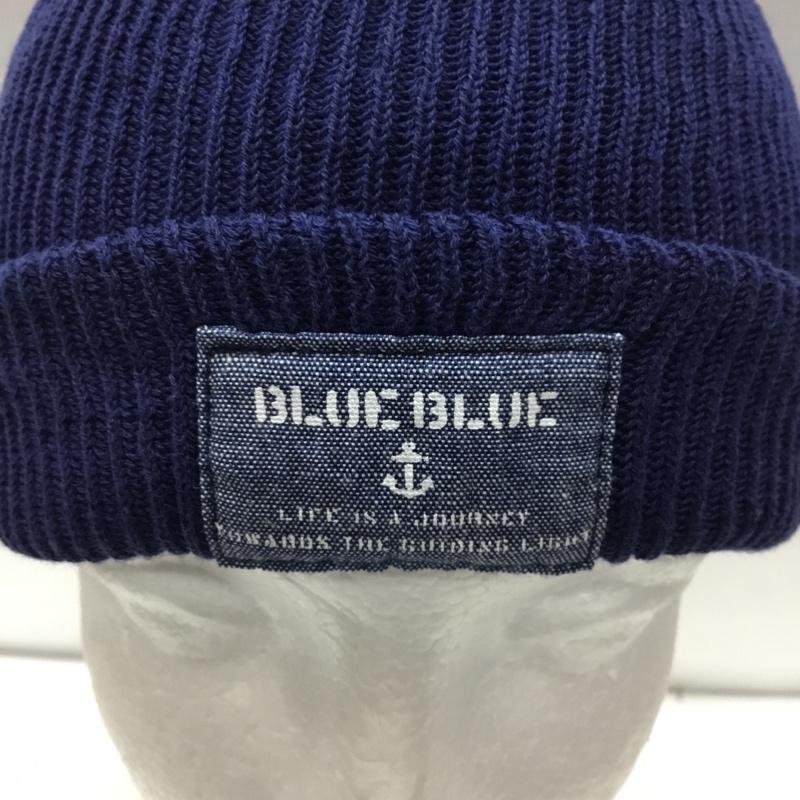 ブルーブルー BLUE BLUE 帽子 ニット帽 オーガニックコットン ワッチキャップ ロゴ、文字 紺 / ネイビー /  メンズ USED 古着 中古 10107897