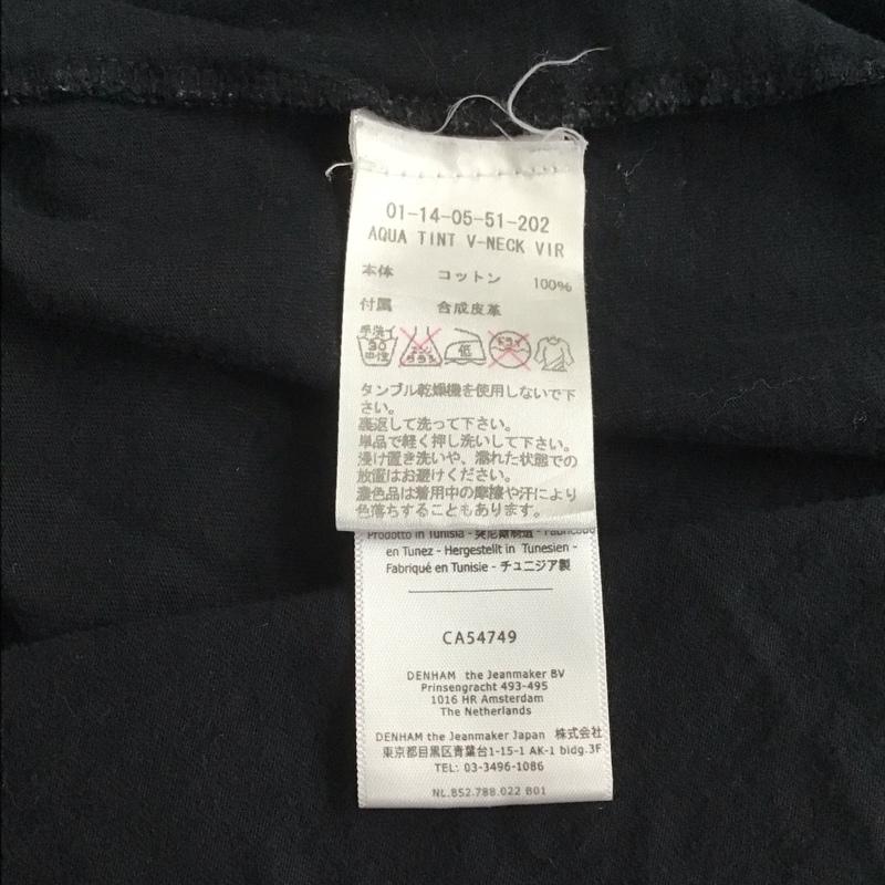 デンハム DENHAM カットソー 半袖 半袖カットソー プリントTシャツ Vネックカットソー L 無地 黒 / ブラック /  メンズ USED 古着 中古 10107252