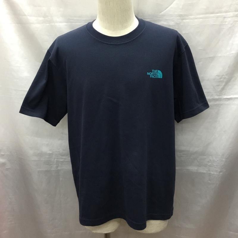 ザノースフェイス THE NORTH FACE Tシャツ 半袖 NT32349 半袖Tシャツ 半袖カットソー プリントTシャツ L ロゴ、文字 紺 / ネイビー /  メンズ USED 古着 中古 10120483