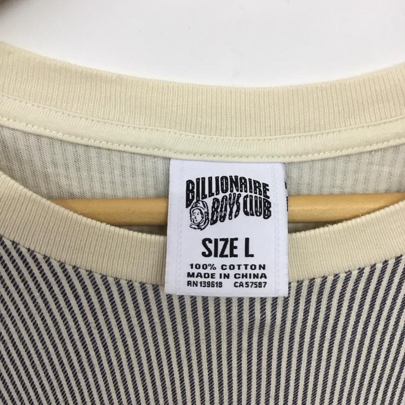 ビリオネア・ボーイズ・クラブ BILLIONAIRE BOYS CLUB Tシャツ 半袖 半袖カットソー プリントTシャツ クルーネックカットソー L ストライプ 白 / ホワイト / X 紺 / ネイビー /  メンズ USED 古着 中古 10133494