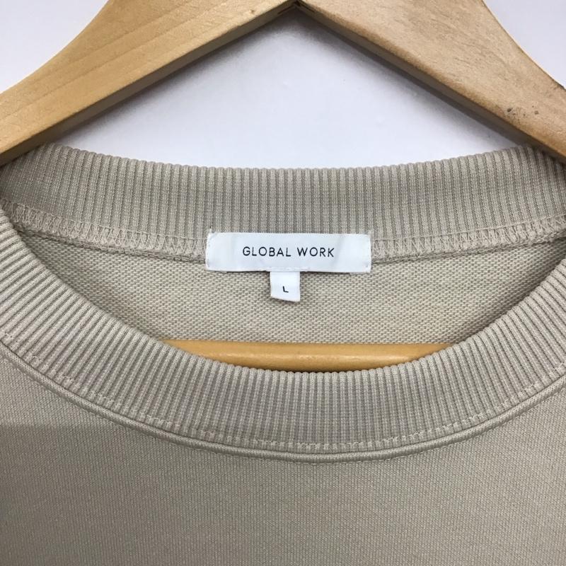 グローバルワーク GLOBAL WORK トレーナー 長袖 L ロゴ、文字 X プリント ベージュ / ベージュ /  レディース USED 古着 中古 10142293