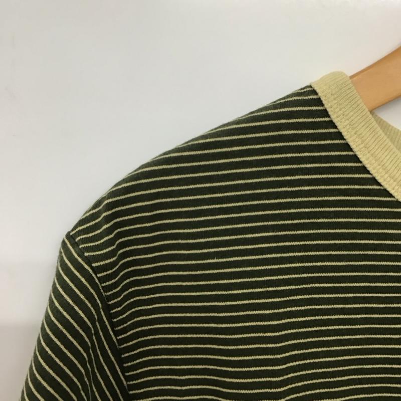サマンサモスモス Samansa Mos2 Tシャツ 半袖 1211464 フロッキープリントボーダーTシャツ FREE ロゴ、文字 カーキ / カーキ / X 茶 / ブラウン /  レディース USED 古着 中古 10144112