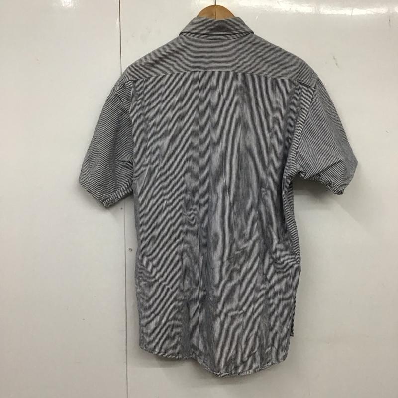 古着 USED シャツ、ブラウス 半袖 半袖シャツ ストライプシャツ カラーシャツ prentiss usa製 L ストライプ 白 / ホワイト / X インディゴ / インディゴ /  メンズ USED 古着 中古 10134686