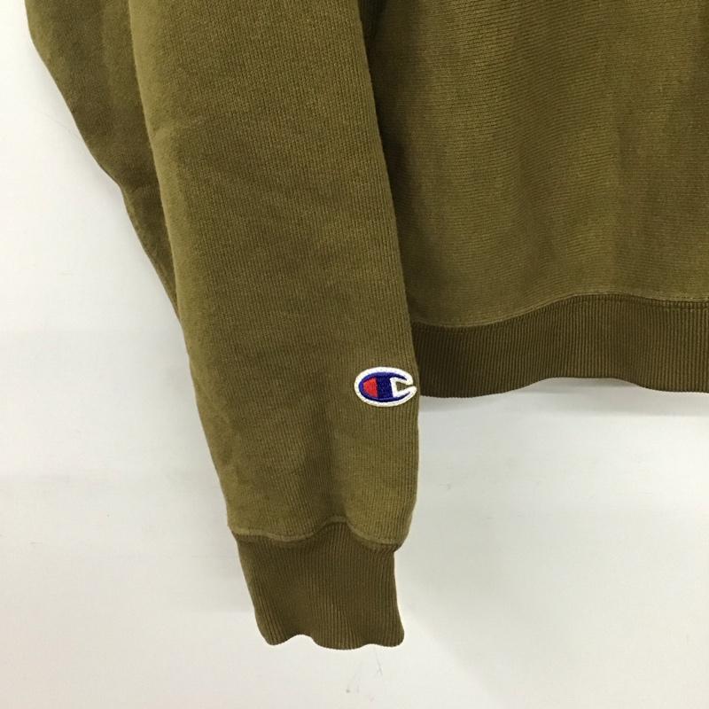 チャンピオン Champion パーカー 長袖 c8-q129 REVERSEWEAVE ジップアップパーカー スウェットパーカー L ロゴ、文字 カーキ / カーキ /  メンズ USED 古着 中古 10140832