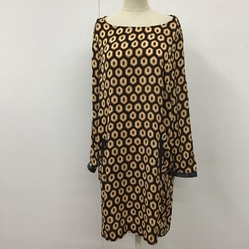 ザラベーシック ZARA BASIC ワンピース ひざ丈スカート 2058 040 800 長袖 M 総柄 黒 / ブラック / X 橙 / オレンジ / X 白 / ホワイト /  レディース USED 古着 中古 10112640