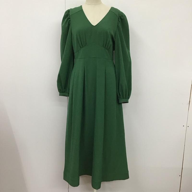 マウジー MOUSSY ワンピース ロングスカート 010EA730-7470 TUCKED FLARE DRESS Vネック 長袖 タグ付き 1 無地 緑 / グリーン /  レディース USED 古着 中古 10117390