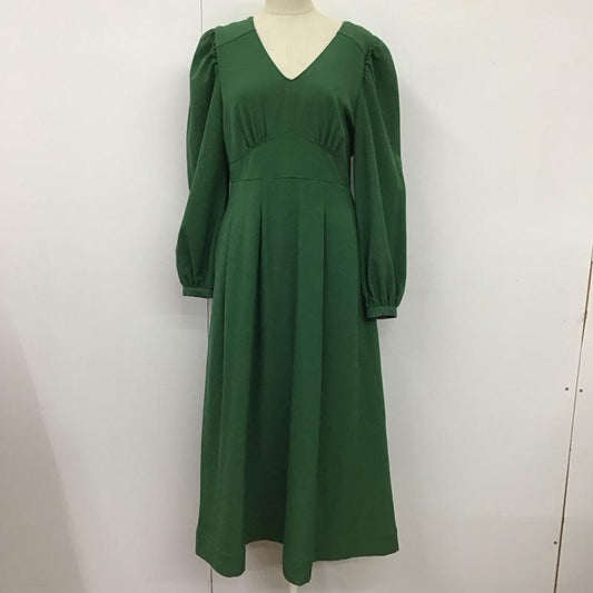 マウジー MOUSSY ワンピース ロングスカート 010EA730-7470 TUCKED FLARE DRESS Vネック 長袖 タグ付き 1 無地 緑 / グリーン /  レディース USED 古着 中古 10117390