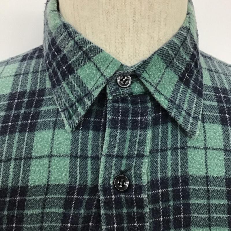 古着 USED シャツ、ブラウス 長袖 M チェック 緑 / グリーン / X 紺 / ネイビー /  メンズ USED 古着 中古 10107045
