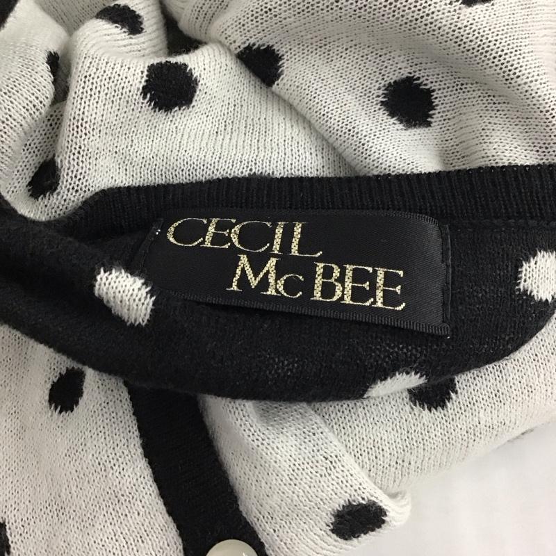 セシルマクビー CECIL McBEE カーディガン 長袖 クルーネック ドット 白 / ホワイト / X 黒 / ブラック /  レディース USED 古着 中古 10116762
