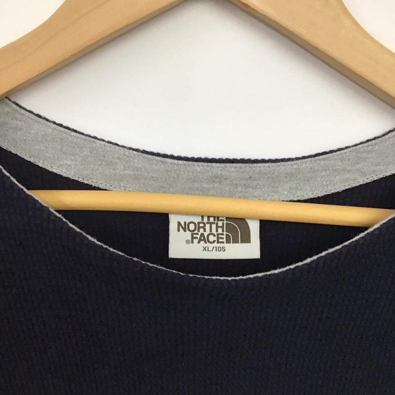 ザノースフェイス THE NORTH FACE カットソー 長袖 長袖カットソー 無地カットソー クルーネック XL ロゴ、文字 紺 / ネイビー /  メンズ USED 古着 中古 10143181