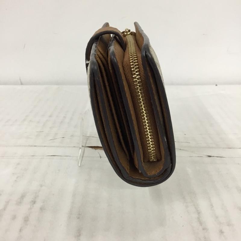 マイケルコース MICHAEL KORS 財布 二つ折り 35F8GTVF28 L字ファスナー ロゴ、文字 白 / ホワイト / X 茶 / ブラウン /  レディース USED 古着 中古 10109905