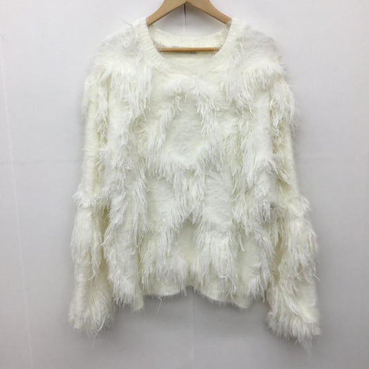 ココ ディール COCO DEAL ニット、セーター 長袖 74631353 フェザーフリンジニット 2 無地 白 / ホワイト /  レディース USED 古着 中古 10136773