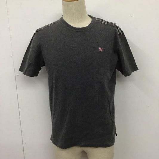 バーバリーブラックレーベル BURBERRY BLACK LABEL Tシャツ 半袖 半袖カットソー 刺繍Tシャツ クルーネックカットソー 3 ロゴ、文字 灰 / グレー /  メンズ USED 古着 中古 10107691