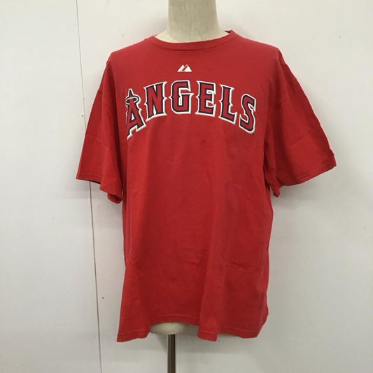 マジェスティック MAJESTIC Tシャツ 半袖 半袖カットソー プリントTシャツ クルーネックカットソー L プリント 赤 / レッド /  メンズ USED 古着 中古 10111147