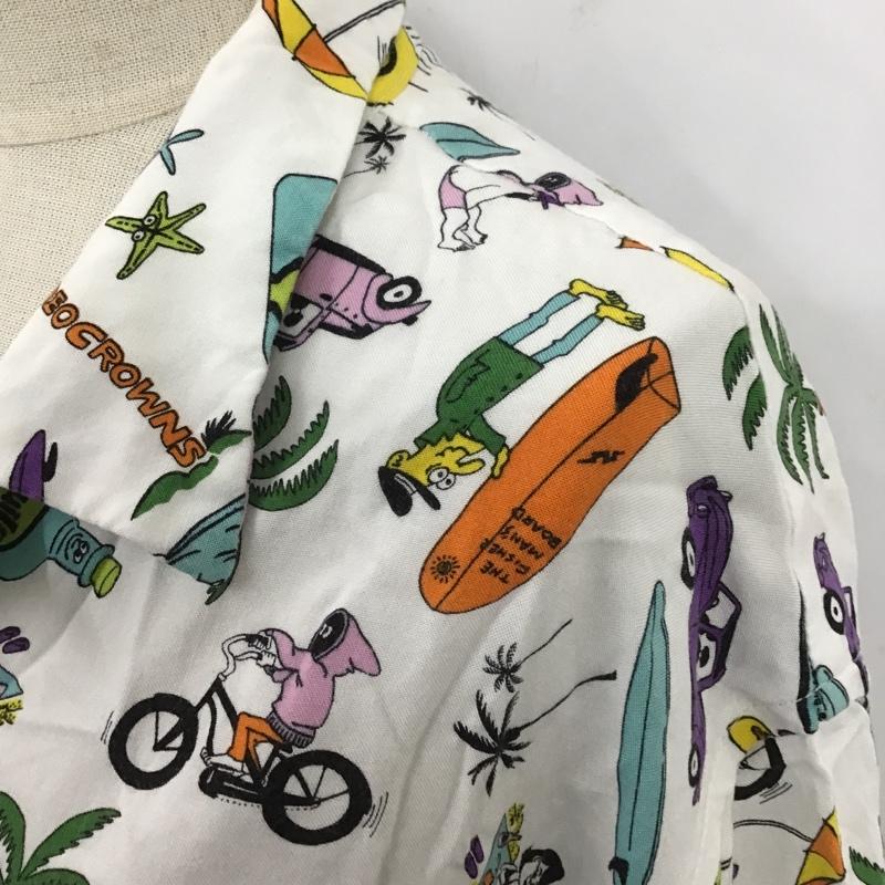 ロデオクラウンズ Rodeo Crowns シャツ、ブラウス 半袖 426ESA01-0190 RyuAmbe×RCSアロハシャツ 半袖シャツ プリントシャツ FREE プリント 白 / ホワイト /  レディース USED 古着 中古 10105916