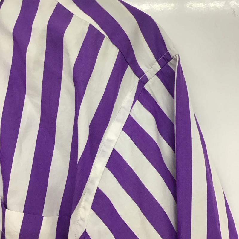インディビジュアライズドシャツ INDIVIDUALIZED SHIRTS シャツ、ブラウス 長袖 ボタンダウンシャツ ストライプ 白 / ホワイト / X 紫 / パープル /  メンズ USED 古着 中古 10132025
