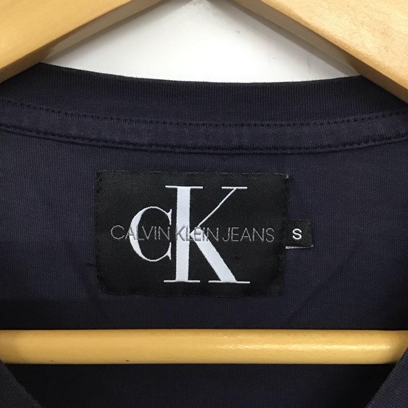 カルヴァン クライン ジーンズ Calvin Klein Jeans Tシャツ 長袖 半袖カットソー プリントTシャツ クルーネックカットソー S ロゴ、文字 紺 / ネイビー /  メンズ USED 古着 中古 10132796