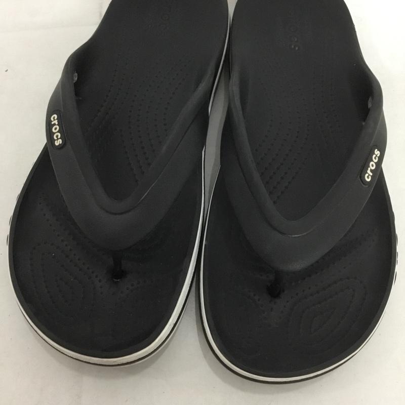クロックス crocs サンダル サンダル ビーチサンダル トングサンダル M7 W9 ロゴ、文字 黒 / ブラック /  メンズ USED 古着 中古 10150214