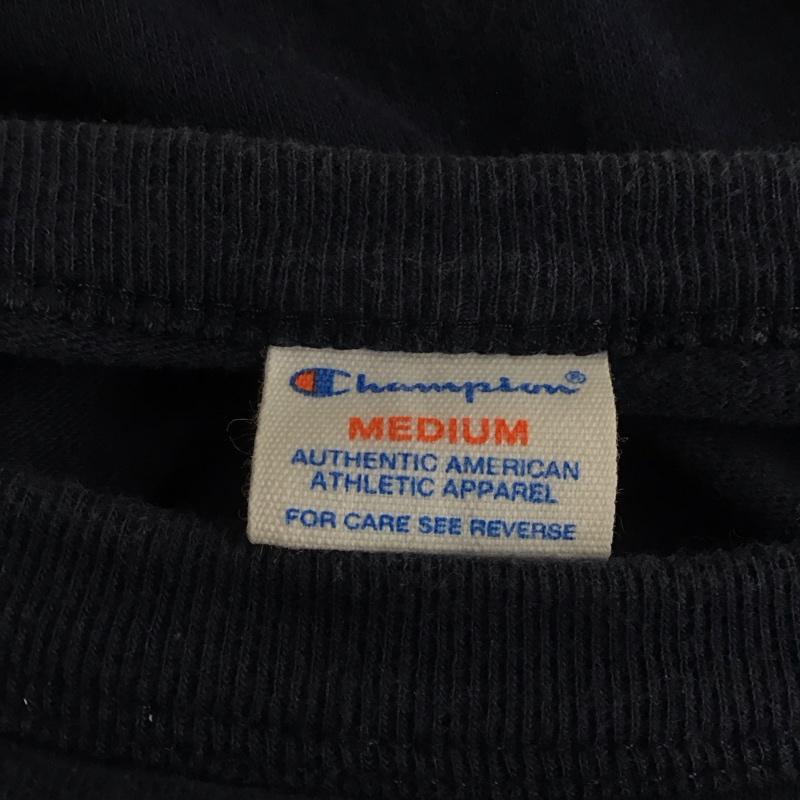 チャンピオン Champion Tシャツ 半袖 c3-p338 トリコロールタグ カレッジプリント 半袖フットボールTシャツ M ロゴ、文字 紺 / ネイビー /  メンズ USED 古着 中古 10141463