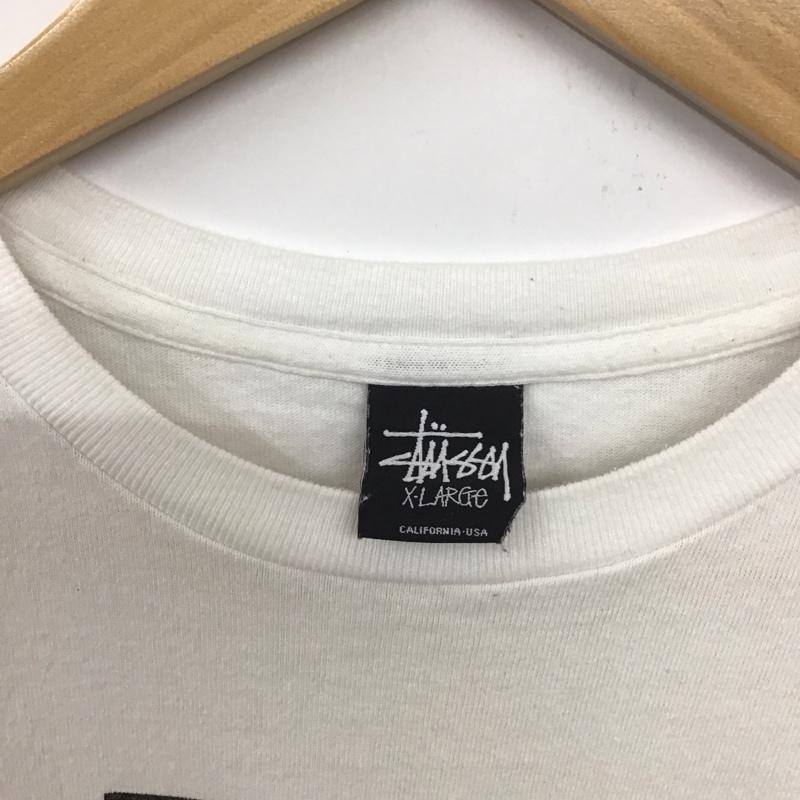 ステューシー STUSSY Tシャツ 半袖 半袖カットソー プリントTシャツ クルーネックカットソー XL プリント 白 / ホワイト /  メンズ USED 古着 中古 10132555