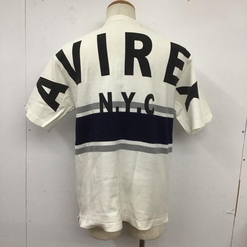 アヴィレックス AVIREX カットソー 半袖 半袖カットソー ヘンリーネックカットソー L ロゴ、文字 白 / ホワイト /  メンズ USED 古着 中古 10125733