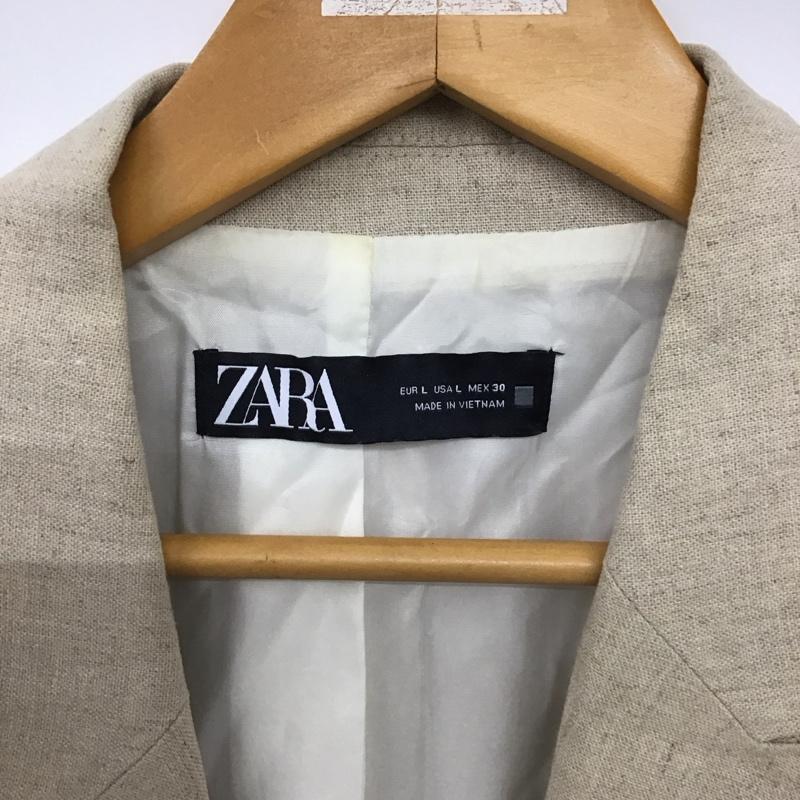 ザラ ZARA ジャケット、上着 ジャケット、ブレザー 2753/330/052 リネンジャケット プリントカフス L 無地 ベージュ / ベージュ /  レディース USED 古着 中古 10140665
