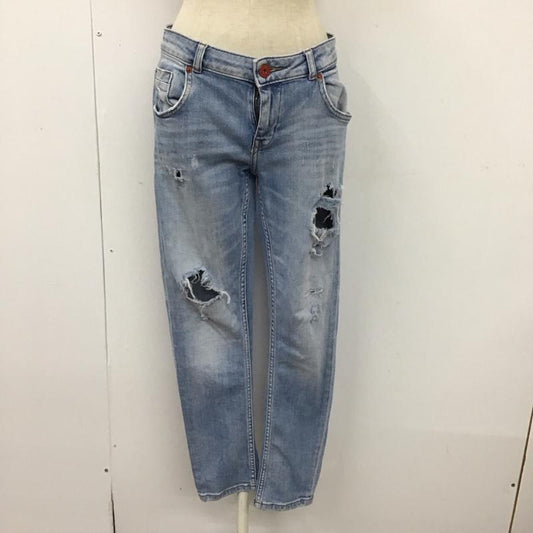 ザラ ZARA パンツ デニム、ジーンズ デニムパンツ スリムパンツ ストレッチパンツ ジーンズ ダメージ加工 34 無地 インディゴ / インディゴ /  レディース USED 古着 中古 10115192