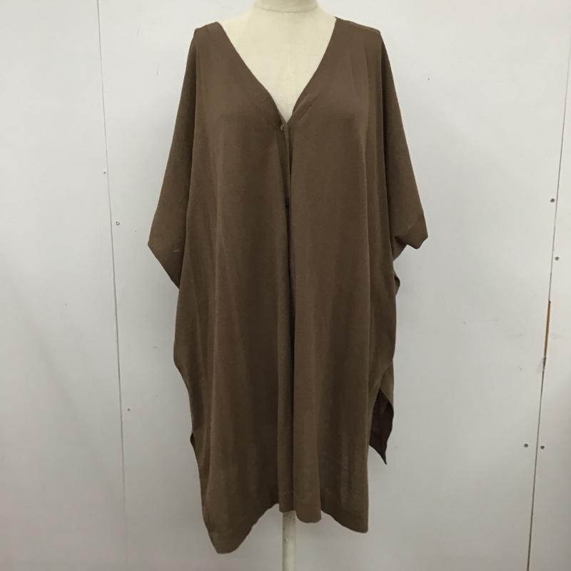 プラステ PLST カーディガン 半袖 12-1201013 ポンチョニット M 無地 茶 / ブラウン /  レディース USED 古着 中古 10119371
