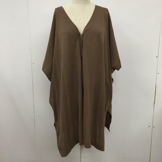 プラステ PLST カーディガン 半袖 12-1201013 ポンチョニット M 無地 茶 / ブラウン /  レディース USED 古着 中古 10119371