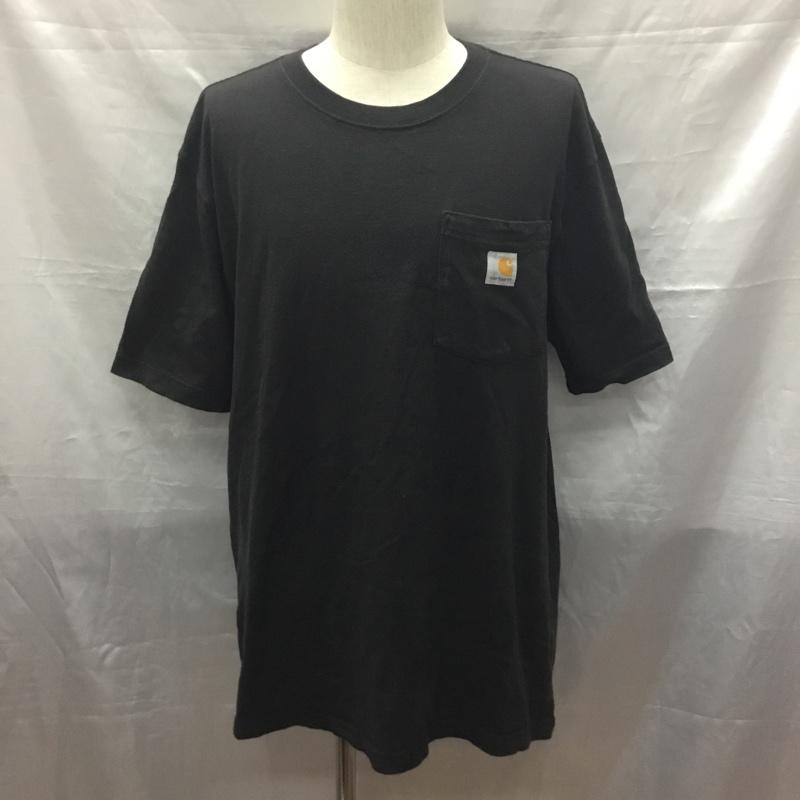 カーハート Carhartt Tシャツ 半袖 半袖カットソー プリントTシャツ クルーネックカットソー M ロゴ、文字 黒 / ブラック /  メンズ USED 古着 中古 10118645