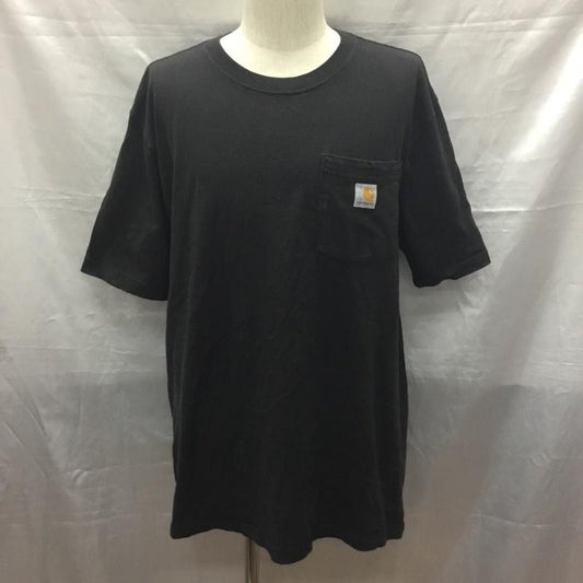 カーハート Carhartt Tシャツ 半袖 半袖カットソー プリントTシャツ クルーネックカットソー M ロゴ、文字 黒 / ブラック /  メンズ USED 古着 中古 10118645