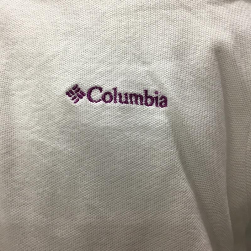 コロンビア Columbia ポロシャツ 半袖 半袖ポロシャツ カラーシャツ 半袖カットソー アウトドア L ロゴ、文字 白 / ホワイト /  メンズ USED 古着 中古 10109353