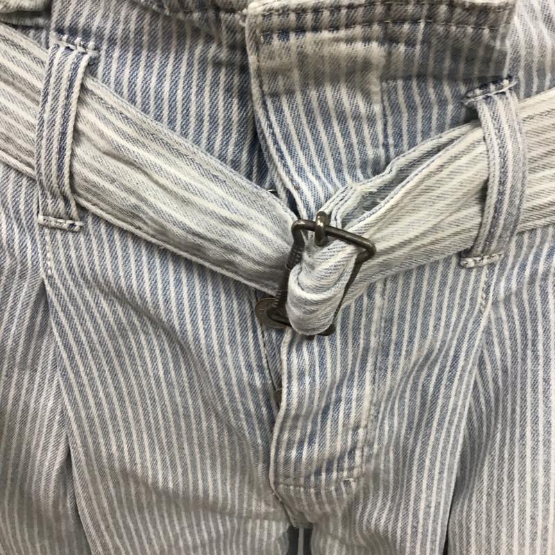 ポロラルフローレン POLO RALPH LAUREN ボトムス ボトムス ガウチョパンツ ベルト付き ストライプ 水色 / ライトブルー / X 白 / ホワイト /  レディース USED 古着 中古 10118699