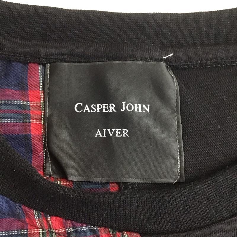キャスパージョン CASPER JOHN Tシャツ 半袖 半袖カットソー プリントTシャツ クルーネックカットソー 無地 X チェック 黒 / ブラック / X マルチカラー / マルチカラー /  メンズ USED 古着 中古 10110799