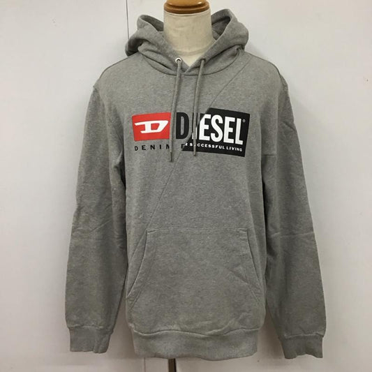 ディーゼル DIESEL パーカー 長袖 長袖パーカー フード付きパーカー プリントスウェット トレーナー XL ロゴ、文字 灰 / グレー /  メンズ USED 古着 中古 10116387