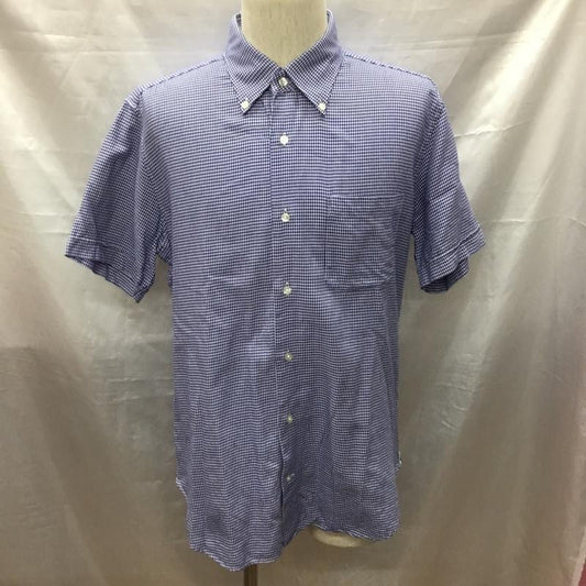 ビームス ハート BEAMS HEART シャツ、ブラウス 半袖 41-01-0060-380 ボタンダウン L 千鳥格子 白 / ホワイト / X 青 / ブルー /  メンズ USED 古着 中古 10117193