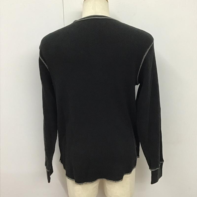 チャンピオン Champion カットソー 長袖 長袖カットソー ヘンリーネックカットソー ロングスリーブカットソー プリントTシャツ M ロゴ、文字 黒 / ブラック /  メンズ USED 古着 中古 10119008