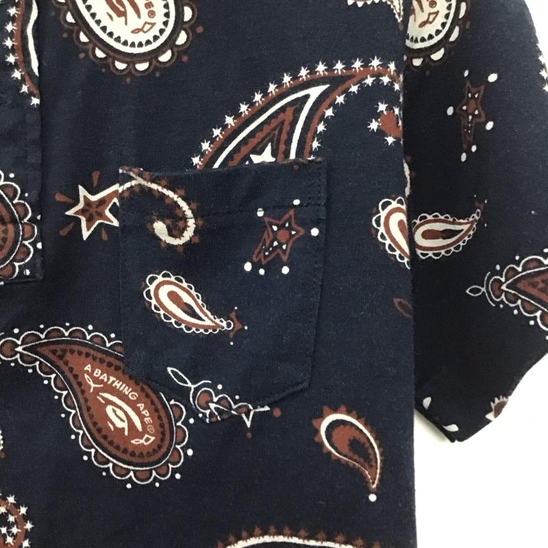 アベイシングエイプ A BATHING APE ポロシャツ 半袖 MILO 110cm バンダナ柄 紺 / ネイビー /  ボーイズ USED 古着 中古 10134555