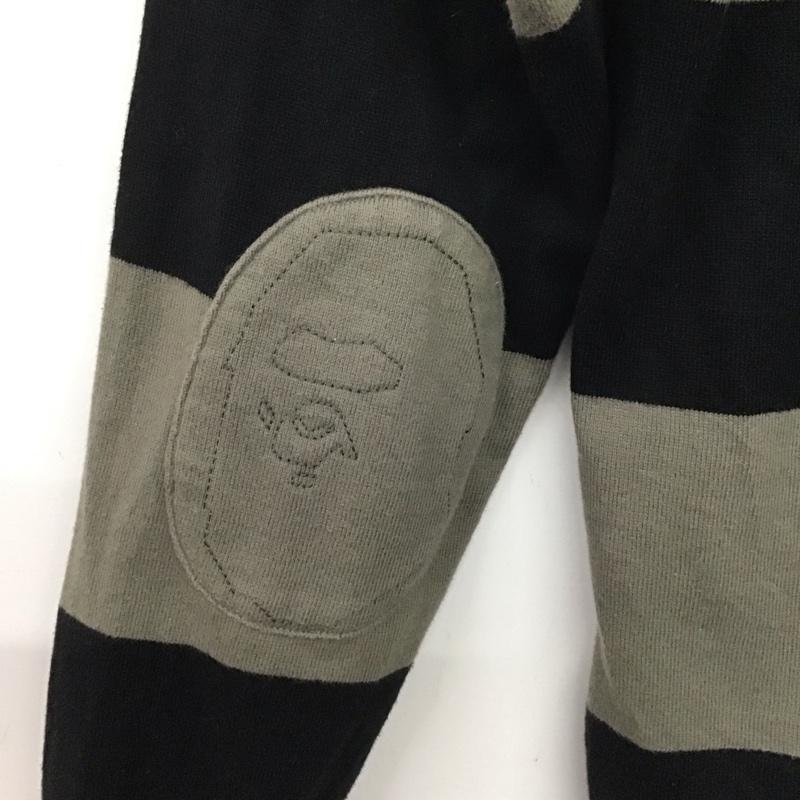 アベイシングエイプ A BATHING APE ポロシャツ 長袖 長袖ポロシャツ 長袖カットソー カラーシャツ XS ボーダー柄 黒 / ブラック / X 灰 / グレー /  メンズ USED 古着 中古 10138772
