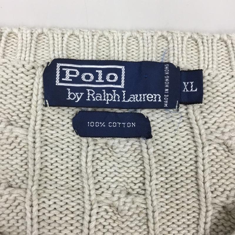 ポロバイラルフローレン Polo by RALPH LAUREN ニット、セーター 長袖 長袖ニットカットソー ニット セーター クルーネックニット XL ロゴ、文字 ベージュ / ベージュ /  メンズ USED 古着 中古 10121677