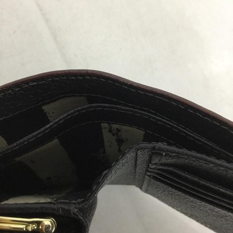 ヴィヴィアンウエストウッド Vivienne Westwood 財布 二つ折り オーブ がま口 ワンポイント 黒 / ブラック / X 金 / ゴールド /  レディース USED 古着 中古 10142180