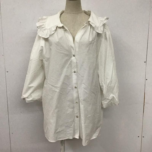 ザラ ZARA シャツ、ブラウス 七分袖 3666 162 250 フリル襟 ボリュームスリーブ M 無地 白 / ホワイト /  レディース USED 古着 中古 10107969