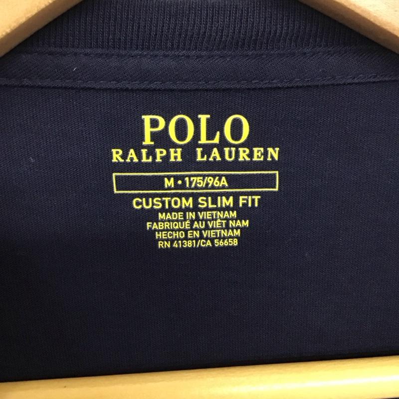 ポロラルフローレン POLO RALPH LAUREN Tシャツ 半袖 半袖カットソー 無地Tシャツ Vネックカットソー M ロゴ、文字 紺 / ネイビー /  メンズ USED 古着 中古 10132317