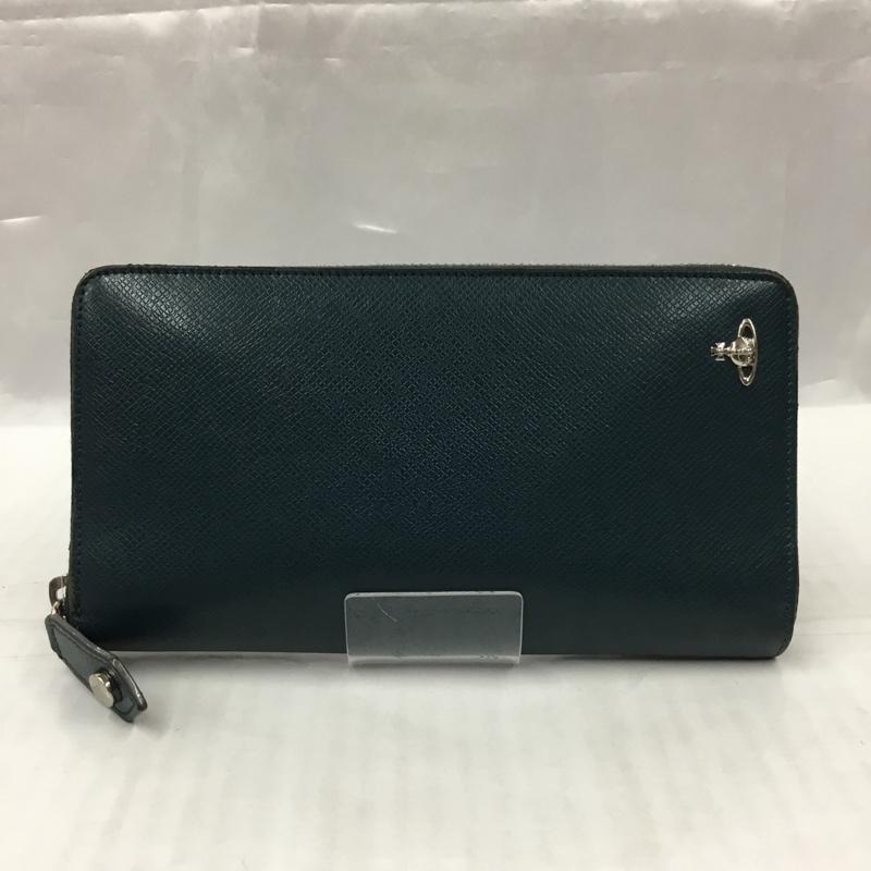 ヴィヴィアンウエストウッド Vivienne Westwood 財布 長財布 51080021 ラウンドファスナー 箱有 KENT TRAVEL R.ZIP ワンポイント 緑 / グリーン /  メンズ USED 古着 中古 10106000