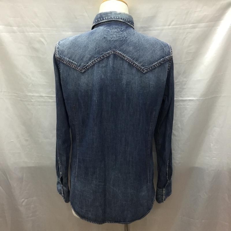 ティーエムティー TMT シャツ、ブラウス 長袖 長袖シャツ カラーシャツ ポケットシャツ 長袖カットソー デニムシャツ L 無地 インディゴ / インディゴ /  メンズ USED 古着 中古 10118654