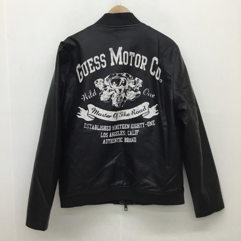ゲス Guess ジャケット、上着 ジャンパー、ブルゾン Faux　leather　bomber L ワンポイント X プリント 黒 / ブラック /  メンズ USED 古着 中古 10122732