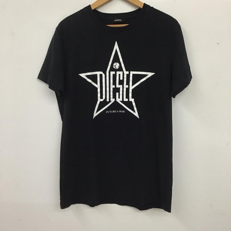 ディーゼル DIESEL Tシャツ 半袖 半袖カットソー プリントTシャツ クルーネックカットソー L ロゴ、文字 黒 / ブラック /  メンズ USED 古着 中古 10135976