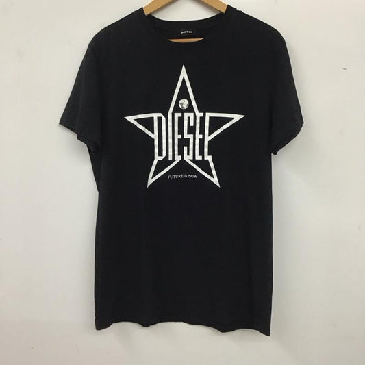 ディーゼル DIESEL Tシャツ 半袖 半袖カットソー プリントTシャツ クルーネックカットソー L ロゴ、文字 黒 / ブラック /  メンズ USED 古着 中古 10135976