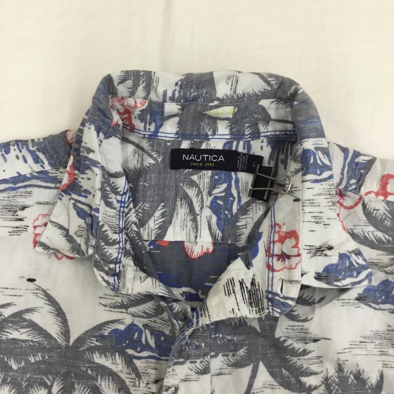 ノーティカ NAUTICA シャツ、ブラウス 半袖 L 総柄 白 / ホワイト / X 灰 / グレー / X 桃 / ピンク / X 青 / ブルー /  メンズ USED 古着 中古 10133526